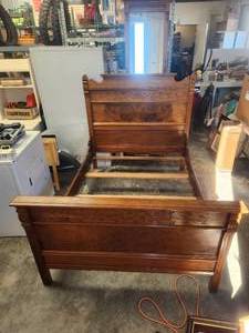 lot 138 image: Full size wood bed - mattress com with for free