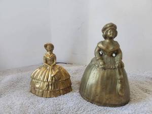 lot 112 image: Selection of 2 vintage lady brass bells - one is missing clanger