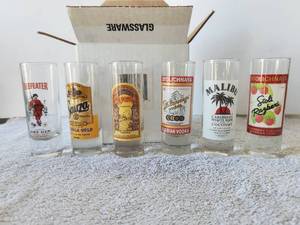 lot 231 image: Selection of 6 tall shot glasses