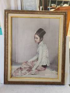lot 145 image: Framed and matted young lady sitting artwork