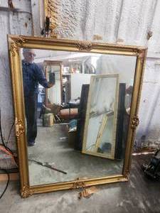 lot 141 image: Vintage Large framed mirror - need repair