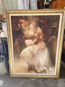 lot 143 image: Large, framed painting artwork