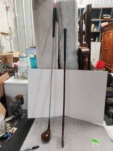 lot 152 image: Vintage clubs - one has a wooden shaft (SU)