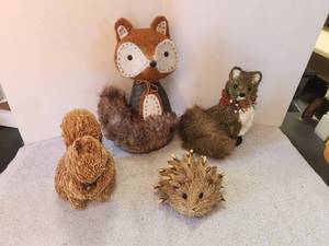 lot 190 image: Handmade woodland animals