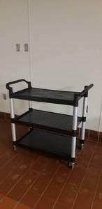 lot 120 image: Choice Black 3-Shelf Utility Bussing Cart