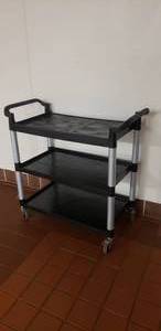 lot 122 image: Choice Black 3-Shelf Utility Bussing Cart