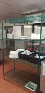 lot 123 image: Large Green Metal Shelf w Contents.  BUY MUST TAKE ALL CONTENTS