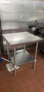 lot 126 image: Square Stainless Steel Prep Table