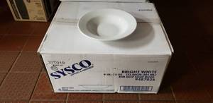 lot 215 image: 1 Case of NEW Sysco Bright White 9 Deep Rim Soup Bowls, 36 Bowls Per Case