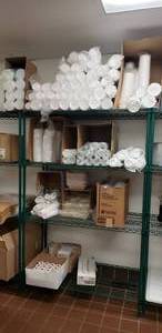 lot 238 image: Green Metal 48 x 24 x 75 Shelf w Contents, BUYER MUST TAKE ALL