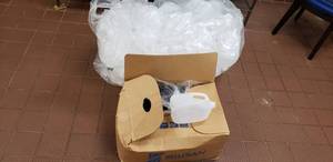 lot 241 image: Large Bag of Approx 50 1-Gallon Plastic Jugs w Black Caps for Sealing