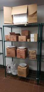 lot 246 image: Green Metal 48 x 24 x 75 Shelf w Contents, BUYER MUST TAKE ALL