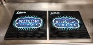 lot 339 image: Lot of 2 Large Deep Eddy Vodka Square Bar SplashDrip Mats