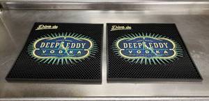 lot 342 image: Lot of 2 Large Deep Eddy Vodka Square Bar SplashDrip Mats