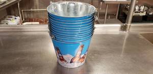 lot 346 image: Lot of 12 Bud Light Metal Buckets w Handles