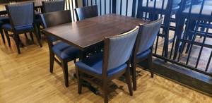 lot 376 image: 5-Piece Rectangle Table Set w 1 Solid Wood Flat-Inside� Self Stabilizing Table & 4 Matching Wooden Chairs