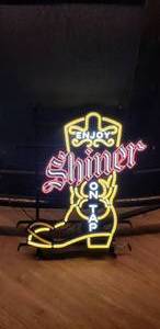 lot 48 image: Large Shiner On Tap Boot Lighted Wall Sign