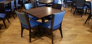 lot 382 image: 5-Piece Square Table Set w 1 Solid Wood Flat-Inside� Self Stabilizing Table & 4 Matching Wooden Chairs