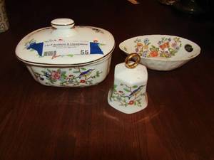 lot 55 image: Ainsley 1775, Dinner bell, condiment bowl, covered dish