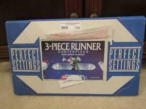 lot 150 image: Perfect setting 3 piece glass table runner NIB36 long in total