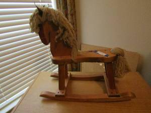 lot 160 image: Vintage wooden kid rocking horse great condition, 102410