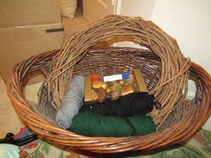 lot 241 image: Wicker basket, wicker wreath, fall dcor