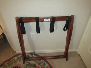 lot 243 image: Luggage rack, dark brown wood
