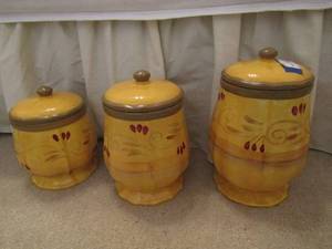lot 10 image: Set of yellow verdona canisters qty 3 like new
