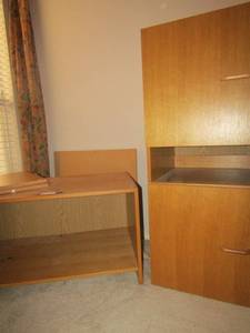 lot 41 image: 183618 small floor shelf with inserts for storage ,  2 tier middle open wooden storage game and movie holder, 441819