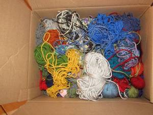 lot 109 image: Box of balls of yarn lots and lots of colors