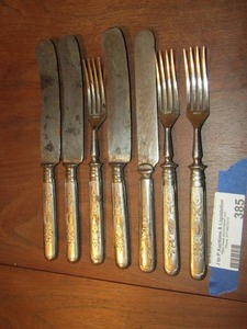 lot 385 image: C Luters silver platted silverware qty 2 forks, qty 4 nifes