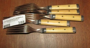 lot 388 image: white bone handled forks qty 5