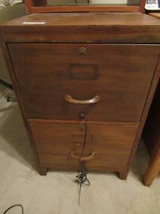 lot 398 image: Vintage Wooden 2 drawer filing cabinet, size- 301922