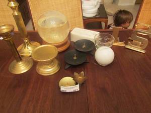 lot 461 image: Candles , candle stands, letters S& L, Jesus snow globe and more