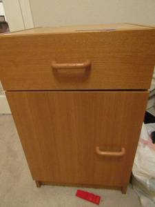 lot 401 image: Office side tables 29x18x18 with 1 drawer and 1 door at bottom with 2 tier storage very nice and will make a new edition to a room near you qty 2