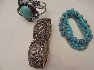 lot 162 image: southwest inspired bracelets x 3
