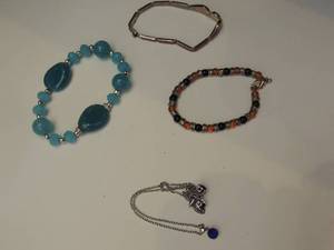 lot 131 image: 3 bracelet and 1 necklace with matching stud earrings