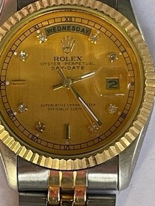 lot 20 image: Rolex Silver Oyster perpetual calendar 66 grams. Silver  rose gold face (authenticity unknown)