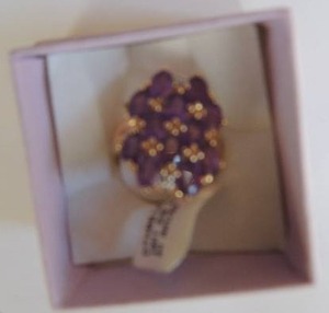 lot 238 image: NIB size 7 18Kt  amathyst and diamond ring tag still on it