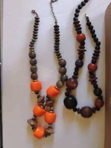 lot 11 image: 2 wood bead necklaces 18 and 24 long