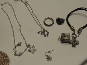 lot 247 image: 4 necklaces, a prayer box and 2 rings