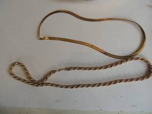 lot 215 image: 2 very heavy chains one sterling with gold plate