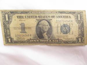 lot 9 image: Well Used-1934 $1 ONE DOLLAR FUNNYBACK SILVER CERTIFICATE