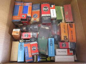 lot 58 image: Vintage Lot- Mixed Radio And TV Vacuum Tubes- Untested, About 12 x 12 x 7-H