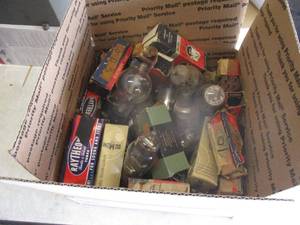 lot 86 image: Vintage Lot- Mixed Radio And TV Vacuum Tubes- Untested, About 12 x 12 x 6-H