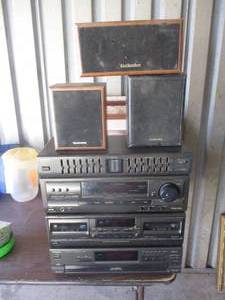 lot 142 image: Technics Stero System, Including 5-Disc CD Changer, 2-Deck Cassette Player, Receiver, Equalizer And 3-Shelf Speakers