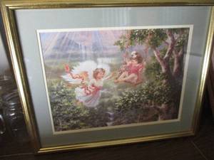 lot 137 image: Angel And Little Girl Print, About 21-12 x 17-12-H