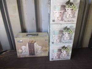 lot 132 image: LOT Of ALCO-White Accents CHERUB Collection, 3-Boxes Of 2-Ex Wall Shelfs and 1-Box Of 2-Ea. Book Ends