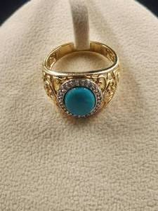 lot 21 image: Turquoise Ring - size 10-12 - .925