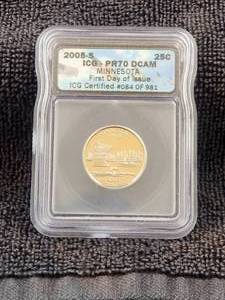 lot 34 image: 2005-S - Proof 70 - First Day of Issue - Minnesota Quarter